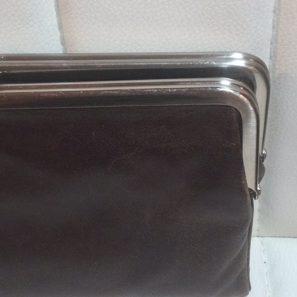 EUC Dark Brown Hobo Lauren Wallet Clutch with Silver Trim - Picture 11 of 16